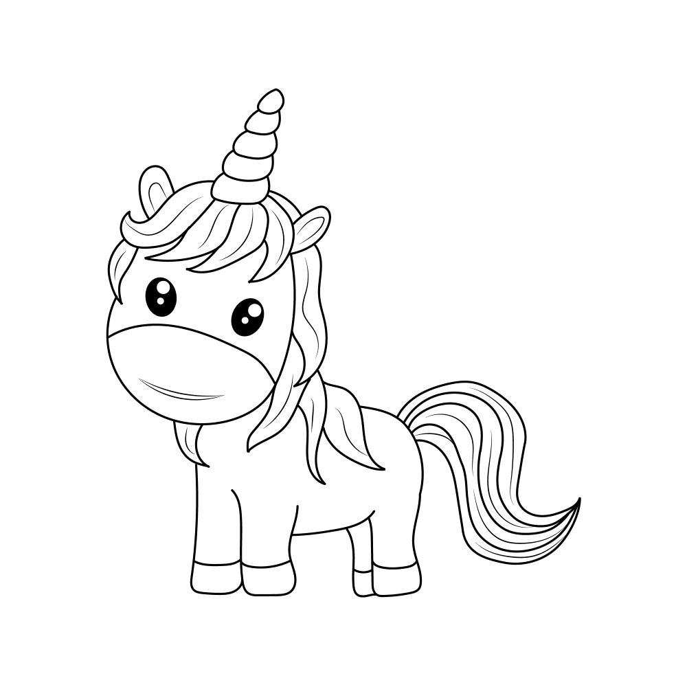 Baby unicorn coloring page