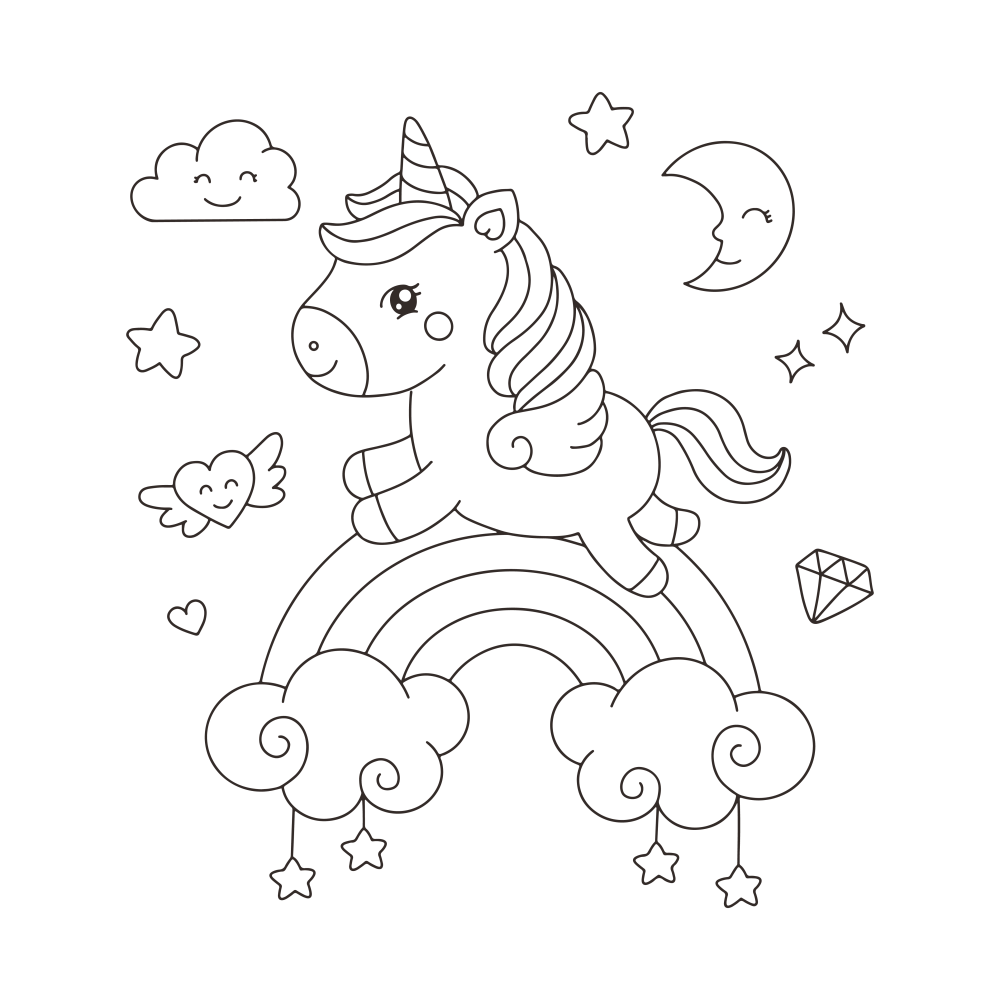 Cute printable unicorn coloring