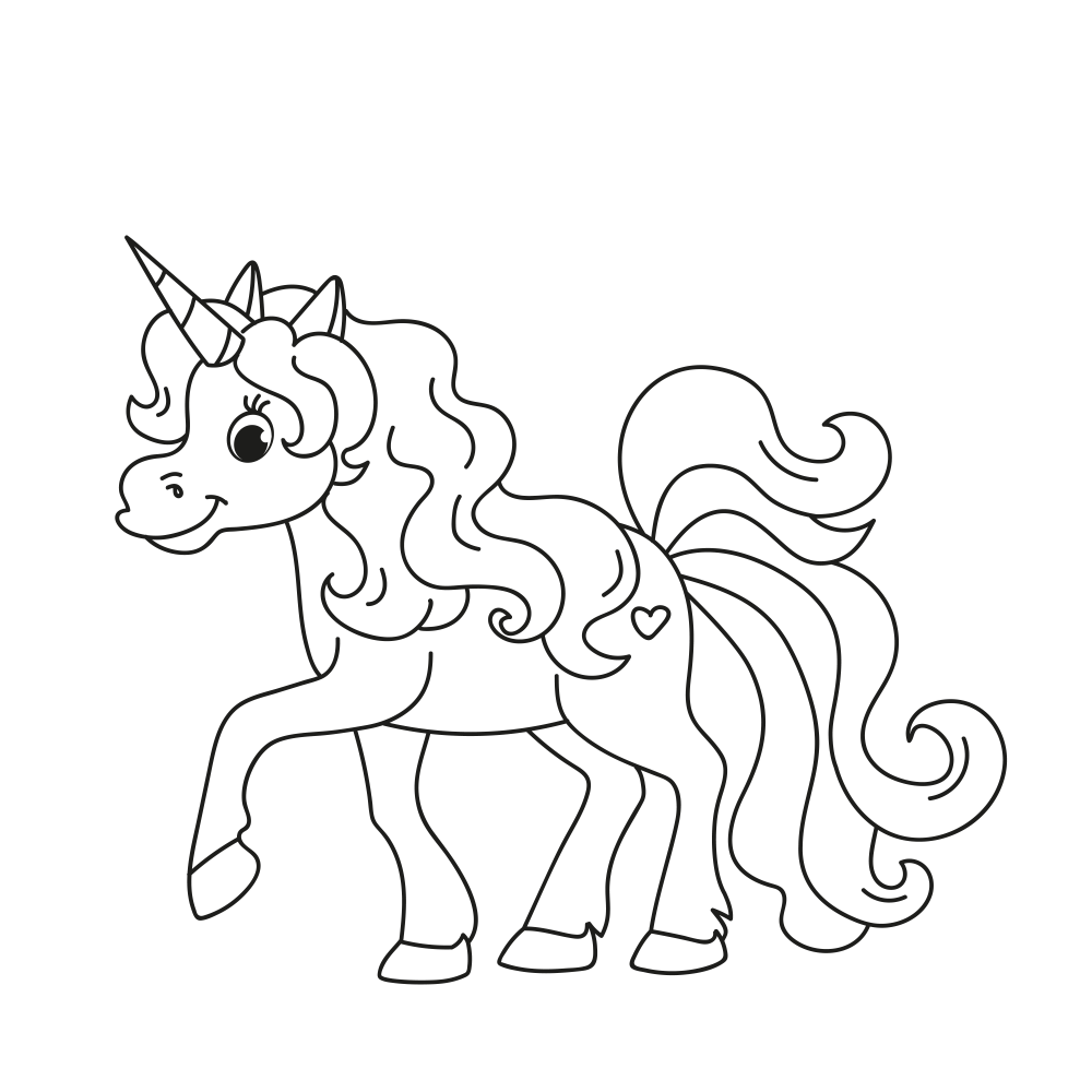 Cute unicorn coloring page