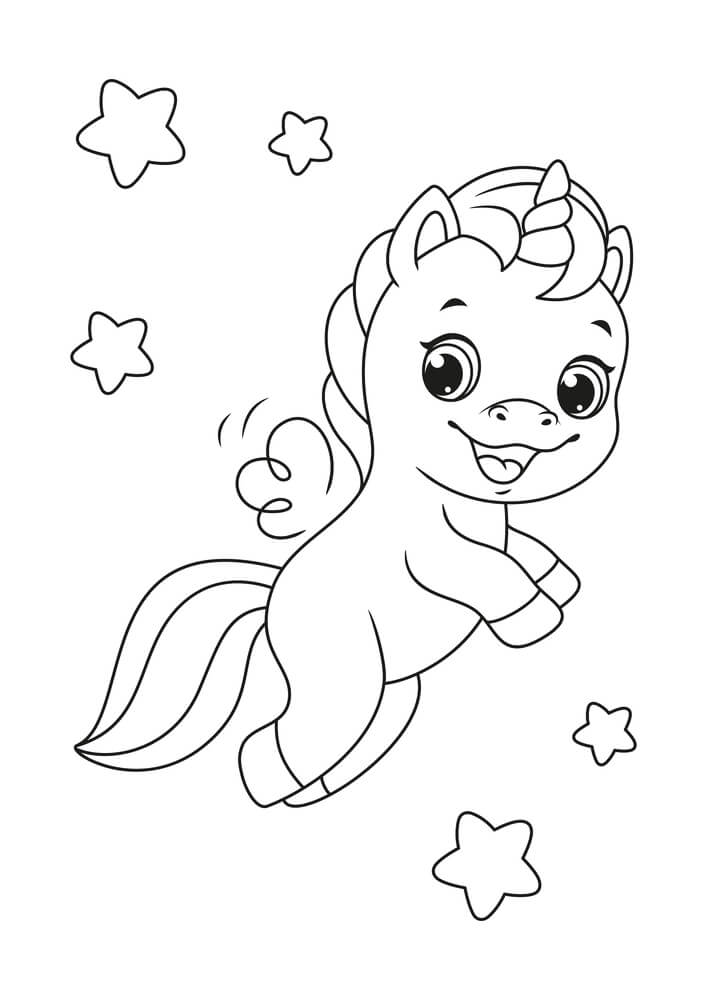 Flying happy unicorn