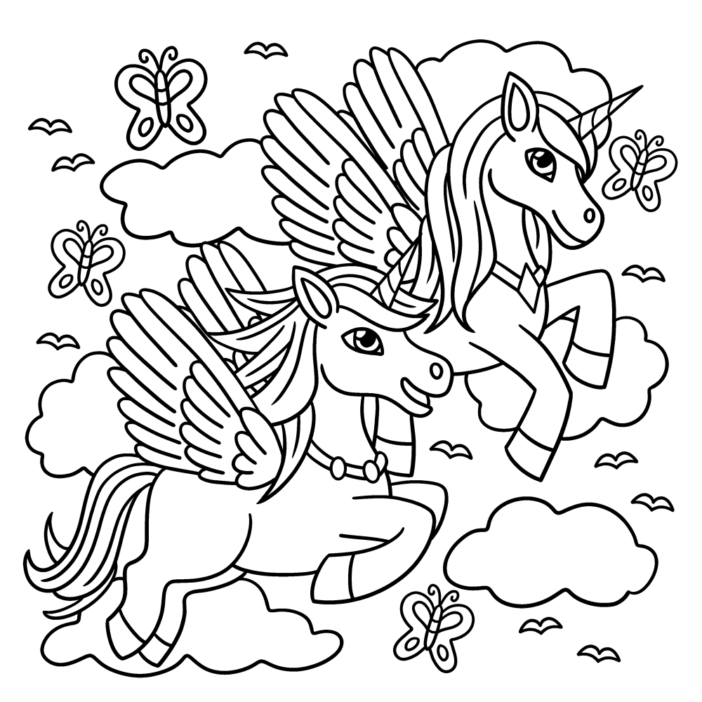 Flying twin unicorns