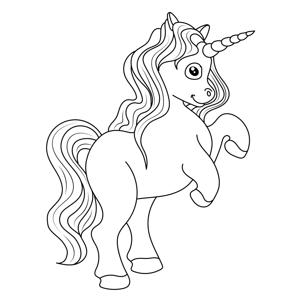 Cute Unicorn Rearing coloring page