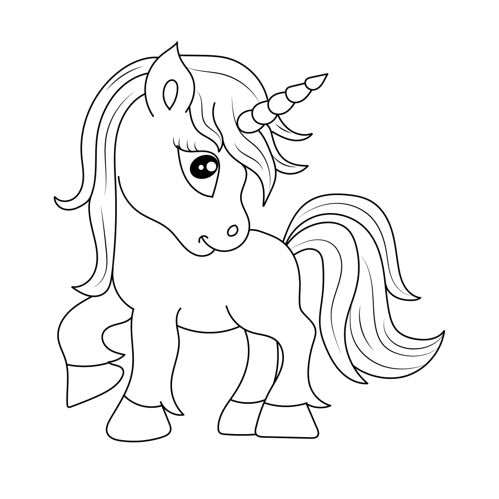 Line art unicorn coloring page