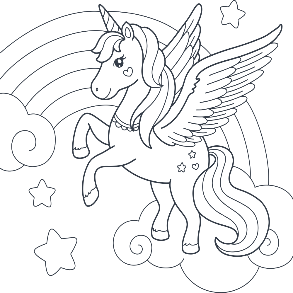 Pegasus unicorn coloring page