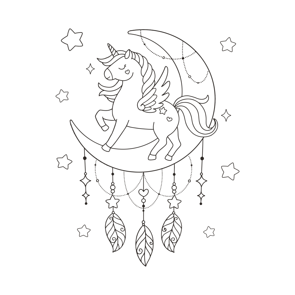 Unicorn fantasy coloring page