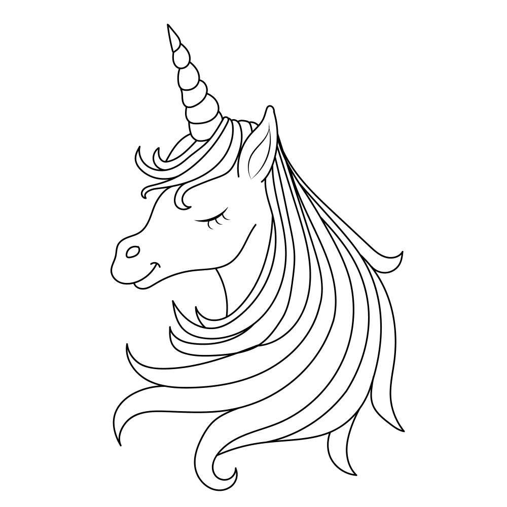 Unicorn Head Outline Coloring Page