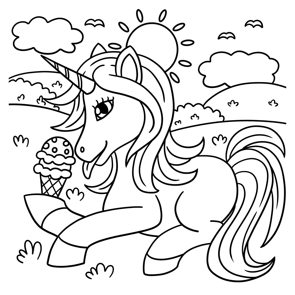 Unicorn likes ice cream