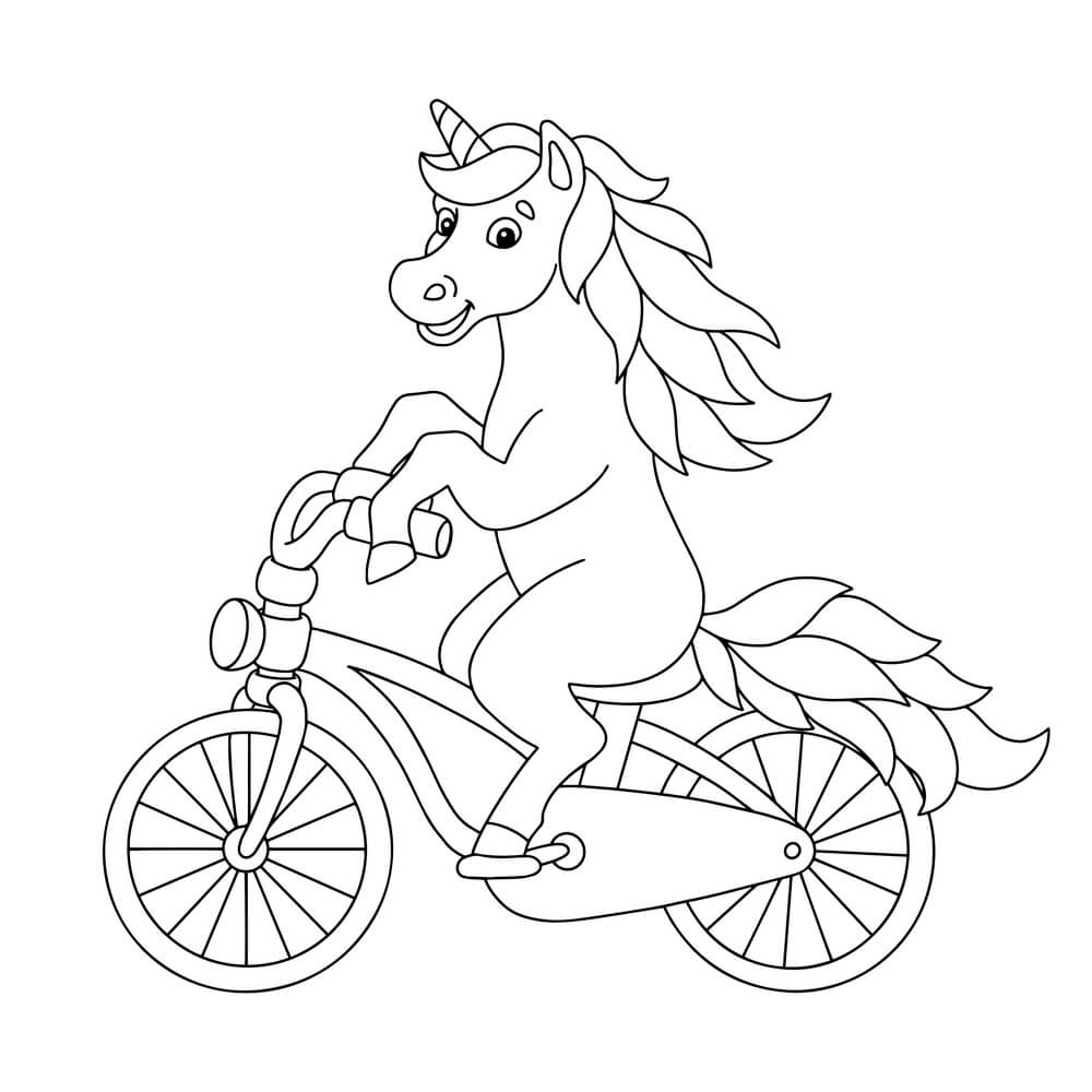 Unicorn riding motorbike