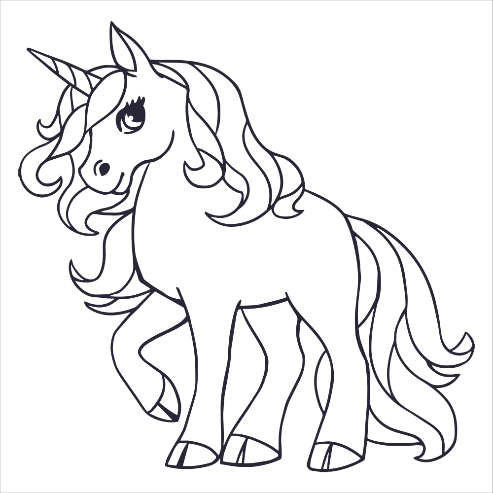 Unicorn sketch coloring page 3