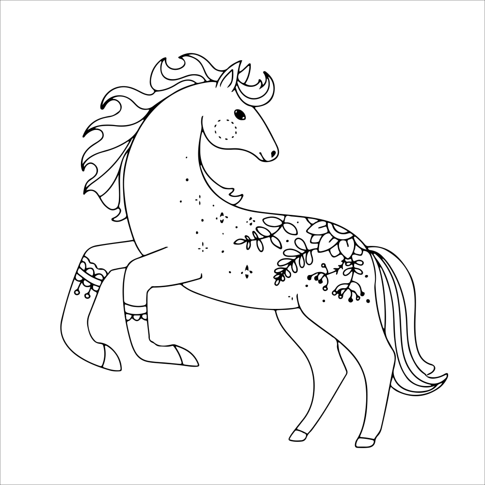 Unicorn sketch coloring page 6