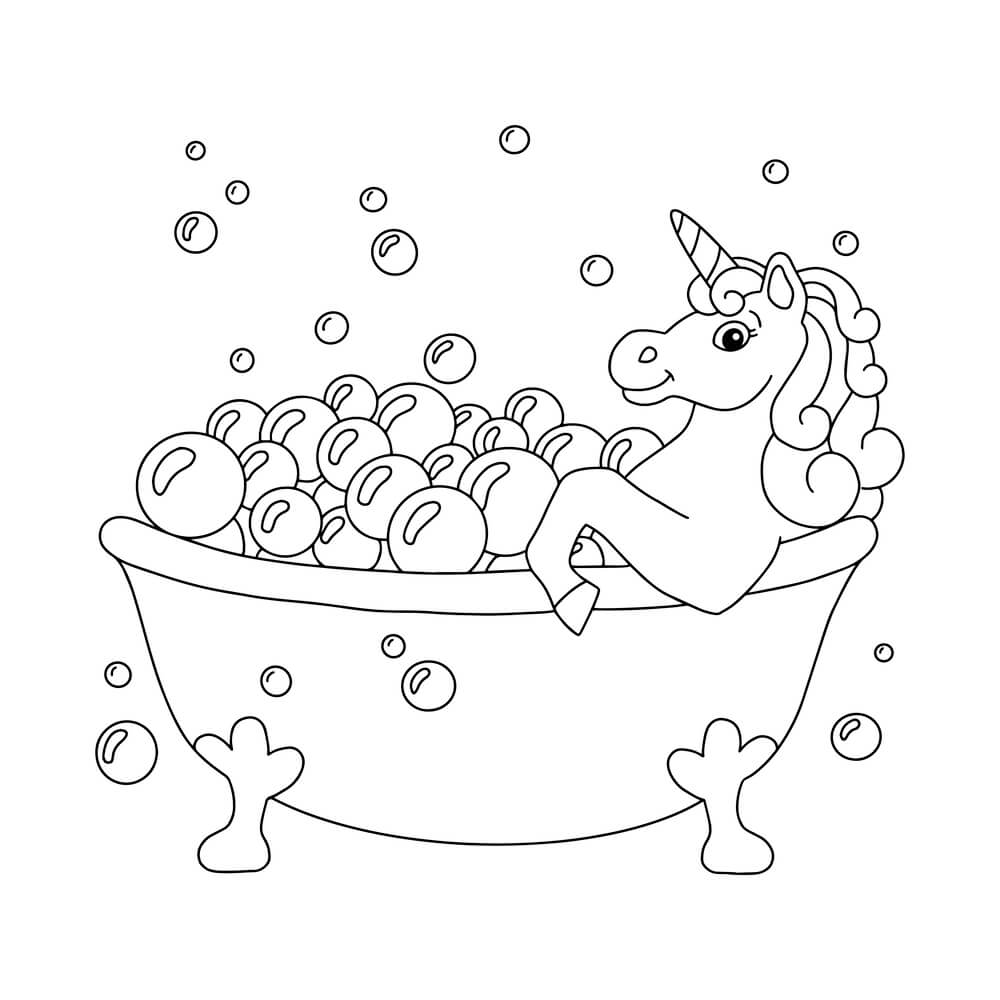 Unicorn taking bath