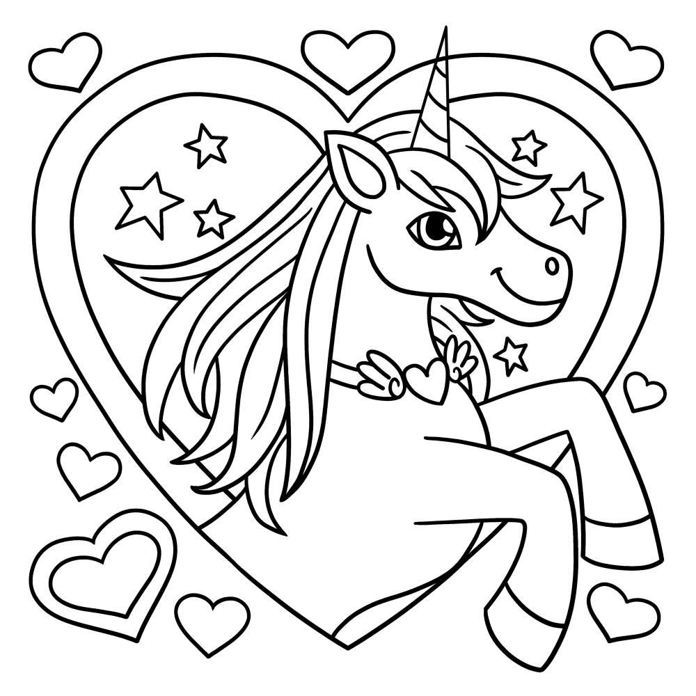 Unicorn with hearths