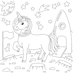 Astronaut unicorn coloring