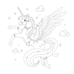 Beautiful unicorn pegasus coloring page