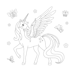 Beautiful unicorn with butterfly