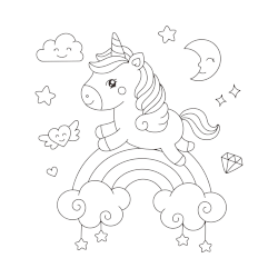 Cute printable unicorn coloring