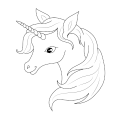 Cute unicorn head coloring