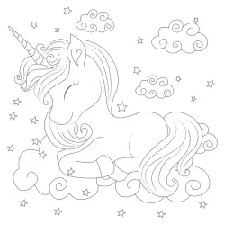Dreaming Unicorn Coloring