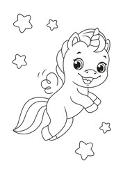 Flying happy unicorn