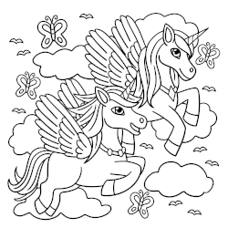 Flying twin unicorns