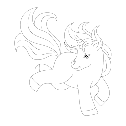 Line art running unicorn