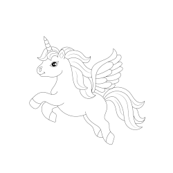 Line art unicorn coloring 1