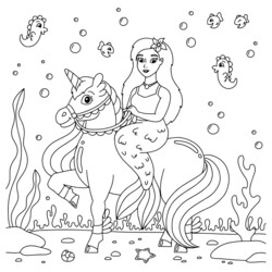 Mermaid riding unicorn