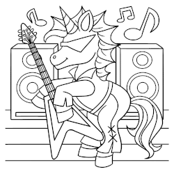 Musician unicorn coloring page