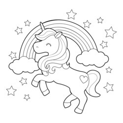 Rainbow unicorn coloring pages