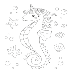 Seahorse unicorn coloring