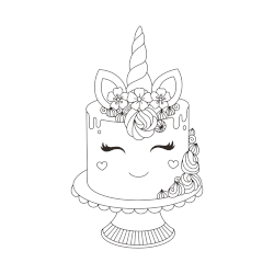 Unicorn coloring page cake