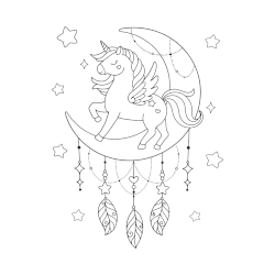 Unicorn fantasy coloring page