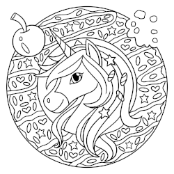 Unicorn head coloring page 2