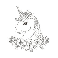 Unicorn head with flowers