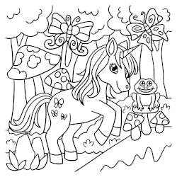 Unicorn in forest coloring