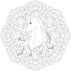 Unicorn mandala coloring