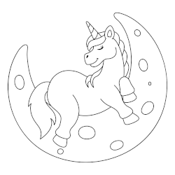 Unicorn on moon coloring