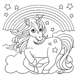 Unicorn rainbow cute coloring page