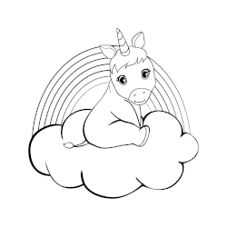 Unicorn sitting on clouds