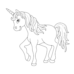 Unicorn standing coloring page