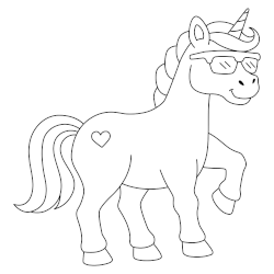 Unicorn sunglasses coloring page