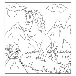 Unicorn trekking in mountains